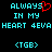 Pixelated cyan text on black background with red heart symbol replacing 'O' in 'ALWAYS', repeated across two