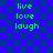Pixelated green text 'live', 'love', 'laugh' arranged in three on a blue checkered background with no visible motion