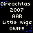 Pixelated text and symbols on black background with blue star accents, repeating in a pattern