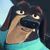 Pixelated cartoon character with dark hair and large eyes, wearing a teal top, holding a black object near its face against a light blue background.