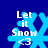 Four identical pixelated blue snowflakes on dark blue background, each with white text "Let it Snow <3" overlaid.