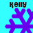 Four purple snowflake icons arranged in a on cyan background, each labeled 'kelly' above