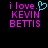 Pixelated text reads 'i love. KEVIN BETTIS' with a cyan heart symbol replacing the period on the left side, and two periods on the right side.