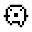 Two 32x32 pixel animated frames of a ghost-like character with black and white color scheme, displayed side-by-side in contact sheet format.