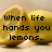 A four- of lemon slices with overlaid pixelated text, each showing a different phrase