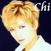 Four identical of a person with short blonde hair wearing a white shirt against a dark background, each with the text "Chi" in different styles