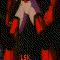 Animated sequence of a red and blue armored figure with star symbols on chest and head, performing actions above blue energy effects.