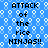 Blue background with white hexagonal patterns and repeated black text reading "ATTACK of the rice NINJAS!!" in pixelated font.