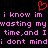 Red heart symbol above pink pixelated text repeating 'i know im wasting my time,and i dont mind' on black background.