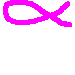 Four distinct pink symbols on a gray background: infinity loop, X-shaped cross, teardrop loop, and vertical cross with horizontal bar.