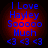 Blue text on red gradient background reads "I Love Hayley Sooooo Much" with three heart symbols below, displayed in four identical