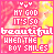A 4x4 contact sheet of animated frames showing a cartoon girl with blonde hair and pink text reading "MY GOD IT'S SO beautiful WHEN THE BOY SMILES" over a yellow and red background, with visible animation changes in the word "beautiful" across frames.
