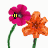 Animated sequence of pink and orange flowers with bees, showing bee movement across frames.