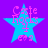 Four identical blue star icons with pink text on a purple background, each showing slight pixel distortion in the text.