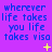Purple background with blue text repeating 'wherever life takes you life takes visa' in a , featuring yellow plus and star symbols