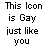 A static image displays text in a of three and two , with the word 'Gay' changing color across different