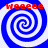 Four identical blue and white spiral patterns arranged in a , each with red text reading 'weeeee' above it