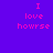 Pixelated text 'I love howrse' in pink on purple background with magenta rectangular overlays, animated