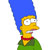 Pixelated character with blue hair, yellow skin, red collar, and green clothing in profile view.