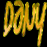 Two side-by-side animated frames of a stylized text logo with dripping yellow-green gradient on black background.