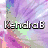 A split-screen buddy icon with a purple gradient background on the left and a rainbow leopard print on the right, displaying text fragments in pixelated fonts.