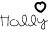 Pixelated text names with heart symbols above each, arranged in a on white background; some hearts are pink outlined while others are black outlined