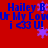 Red background with blue text reading "Hailey B Ur My Cow i <3 U!" and purple star shapes, animated across showing slight position shifts