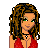 Pixel art contact sheet of a female character in red dress with multiple expressions and poses, including full-body views and text overlay "Yea... I'm Real".