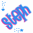 Blue and pink text reading "Steph" with scattered blue stars on a white background, arranged in a pattern