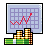 Pixelated icon shows a screen with purple grid and red line graph trending upward, below which are stacked green bars and brown-and-yellow checkered blocks.