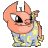 A 4-frame animated contact sheet of a cartoon pig character in blue pajamas with yellow crescent moons, showing two eye expressions across frames.