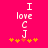 Pixelated text 'I love CJ' in white on bright pink background with orange starbursts, one starburst changing color between frames.