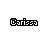 Pixelated text 'Carissa' in blocky font with small cross symbols scattered around on white background.