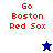 Four display 'Go Boston Red Sox' text with a star icon changing from blue to white against different backgrounds