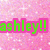Pixelated text 'ashley!!' in bright green with pink outline on pink pixelated background.