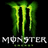 Green and yellow stylized 'M' logo with dripping effect above pixelated text reading 'MONSTER' on black background.