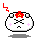 A 4-frame pixel art animation of a white round character with red flower on head, showing facial expression changes across frames.