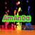 Pixelated image with green banner displaying 'AmAnDo' in pink text, surrounded by colorful pixel clusters on black background.