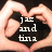 Four hand-formed heart shapes with text overlays: 'jaz and tina', 'best friends', 'i love you christina <3' on dark background.