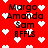 Red background with white pixelated hearts and repeated text 'Margo Amanda Sam BFFLS' in black block letters, arranged in a pattern
