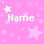 Pixelated pink background with white stars and the word 'Name' in blocky text.