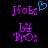 Pixelated purple text 'HoEs' with a blue heart symbol above the 's' on the left, and 'L4' and 'B0s' below, all on black background.