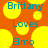 Orange background with yellow circles; blue text reads 'Brittany Loves Elmo' in three lines.