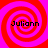 Four identical spiral patterns in red and pink with the text 'Juliann' overlaid on each spiral.