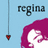 Pixelated icon shows light blue background with dark gray text 'regina' and a vertical gray line ending in a red heart shape, alongside a magenta-haired figure with white face details.