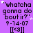 "whatcha gonna do bout ir?" text repeated in black pixelated font on purple background with white stars and "9-14-07 [[<3]]" below each phrase.