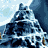 A 4-frame contact sheet of a Polar Express-themed animated buddy icon showing snowy mountain scenes and text on a light blue background.