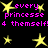 Black background with yellow star shapes and pink text reading "every princesse 4 themself!" repeated twice.
