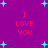 Purple background with cyan star shapes and red text reading "I LOVE YOU" in four separate blocks.