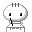 A 3x3 grid of pixelated white cartoon characters with black eyes and mouths, each in a different pose across nine frames on a gray background.